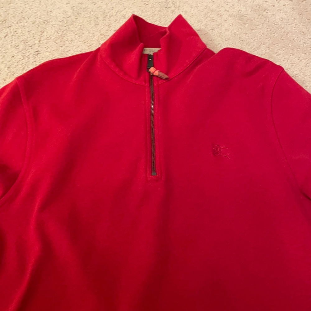 Men’s red Burberry half zip sweater